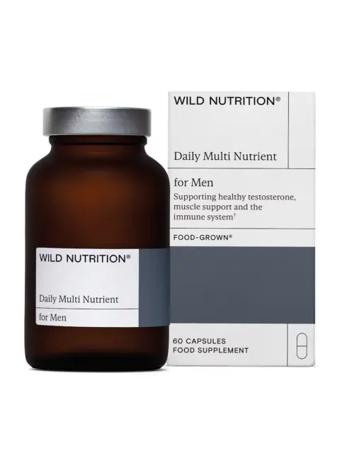 Wild Nutrition Daily Multi Nutrient for Men, 60 capsules, brown bottle and box.