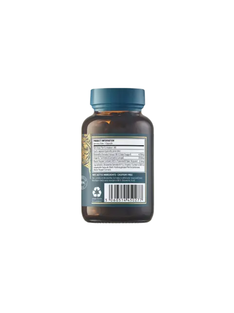 Brown supplement bottle with product information label and barcode.