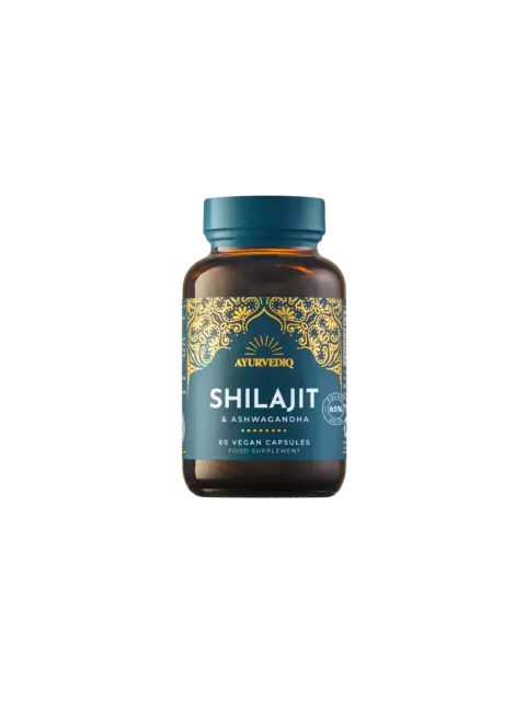 Shilajit and Ashwagandha capsules, 60 vegan capsules, Ayurvediq brand.