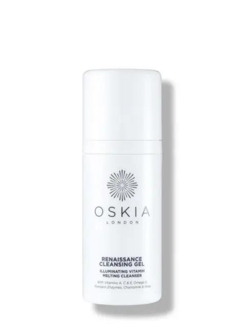 Oskia London Renaissance Cleansing Gel bottle with logo and product details.