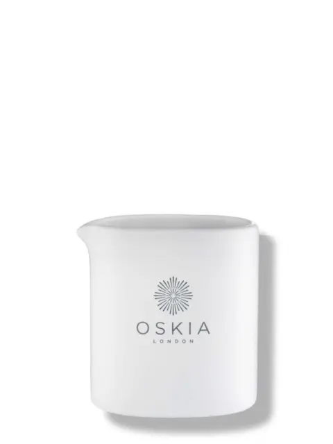 White ceramic jug with "OSKIA LONDON" logo on the front.