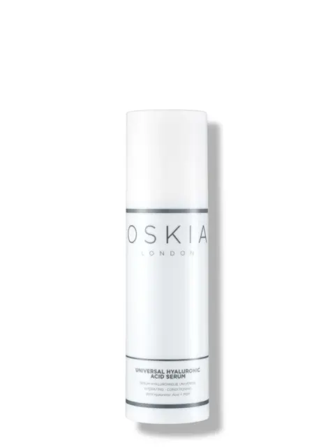Oskia London Universal Hyaluronic Acid Serum in a white bottle.