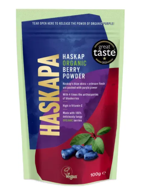 Haskapa Organic Berry Powder, 100g, Great Taste 2023 award, vegan, high in Vitamin C.