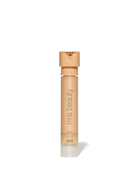 RMS Beauty foundation refill tube with beige cap on white background.