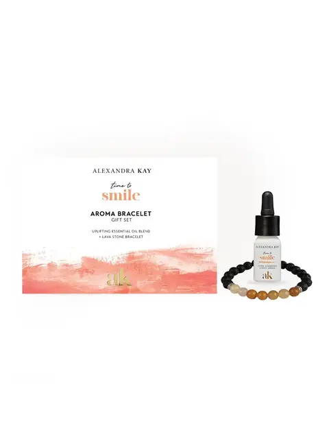 Alexandra Kay aroma bracelet gift set with essential oil and lava stone bracelet.