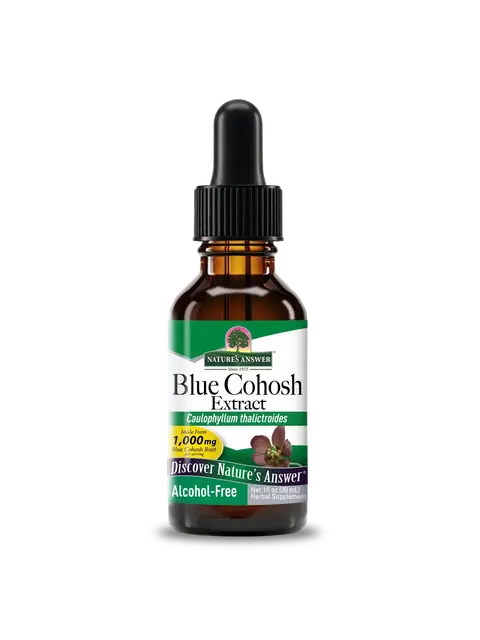Brown bottle of Blue Cohosh Extract, 30ml, alcohol-free, by Nature's Answer.