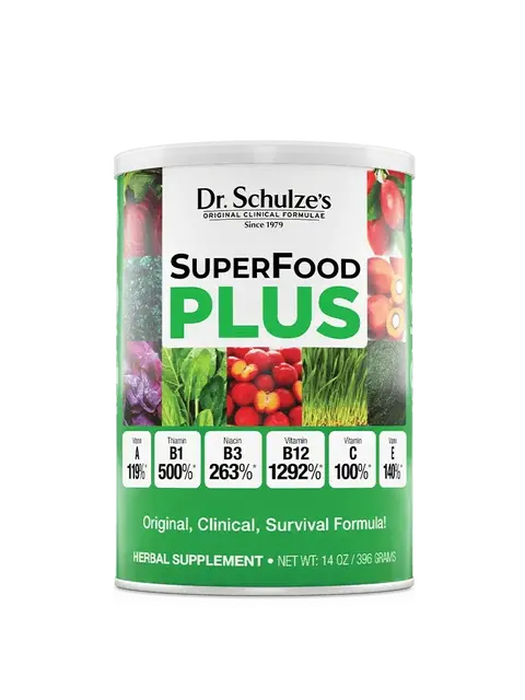 Dr. Schulze's SuperFood Plus herbal supplement, 14 oz can.