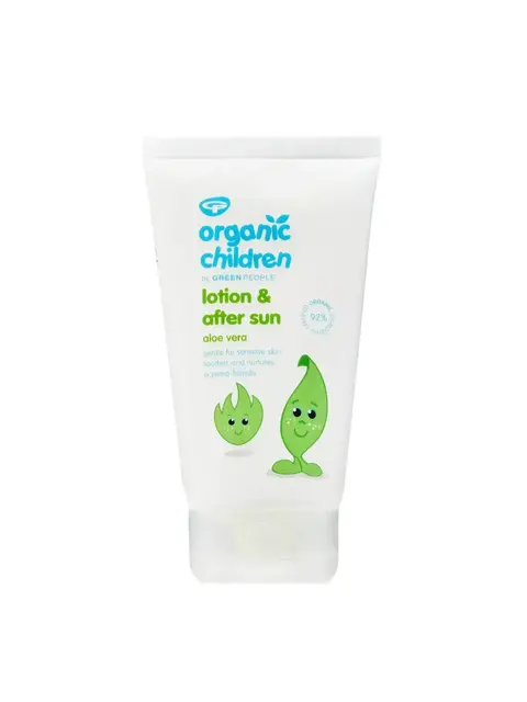 Organic Children lotion and after sun, aloe vera, 92% organic, eczema-friendly.