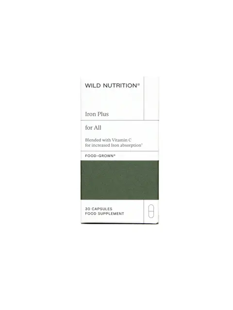 Wild Nutrition Iron Plus box, 30 capsules, food supplement.