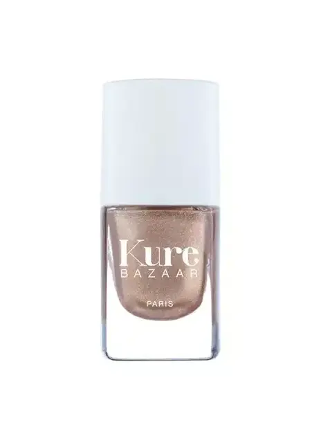 Kure Bazaar Paris nail polish in metallic bronze shade with white cap.