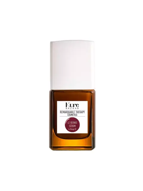 Kure Bazaar Le Vernis Sérum, Le Rouge 02, in a brown bottle with a white cap.