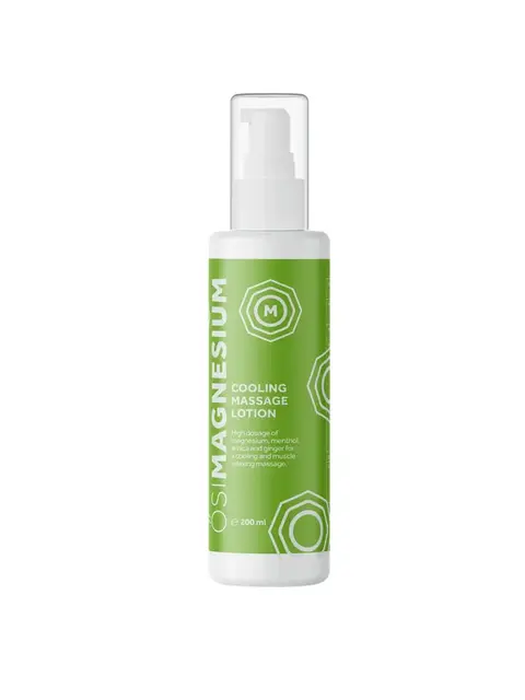 Green bottle of OSIMAGNESIUM Cooling Massage Lotion, 200ml.
