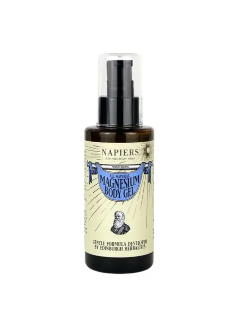 Napiers Magnesium Body Gel bottle with pump, 100ml.