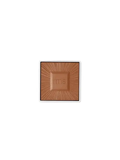 Bronzer compact with embossed "rms" logo in a square pan.