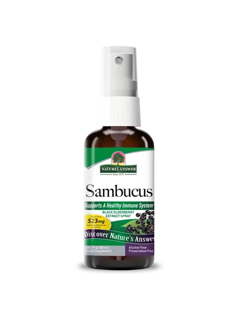 Sambucus black elderberry extract spray, 60ml, alcohol-free, preservative-free.