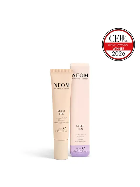 NEOM Sleep Pen with packaging, 12ml, CEW UK Beauty Awards Winner 2026 badge.