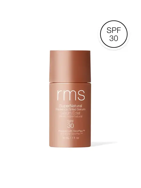 Rms SuperNatural Radiance Tinted Serum SPF 30, 30 ml bottle.