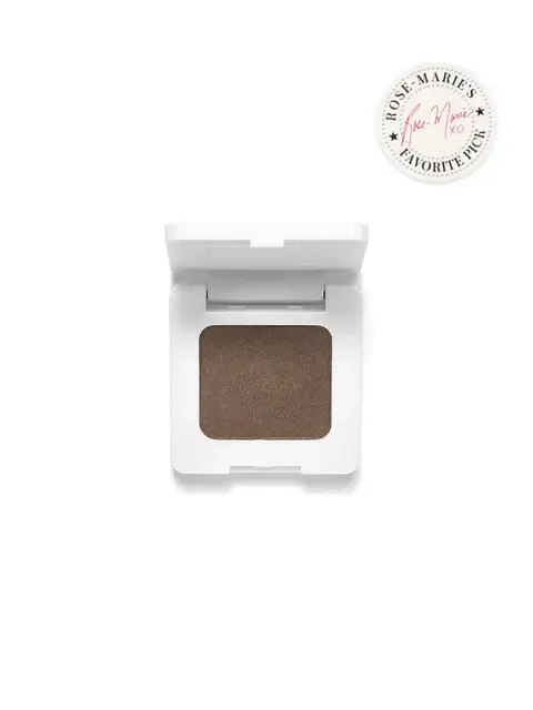 Brown eyeshadow in white compact with "Rose-Marie's Favourite Pick" seal.
