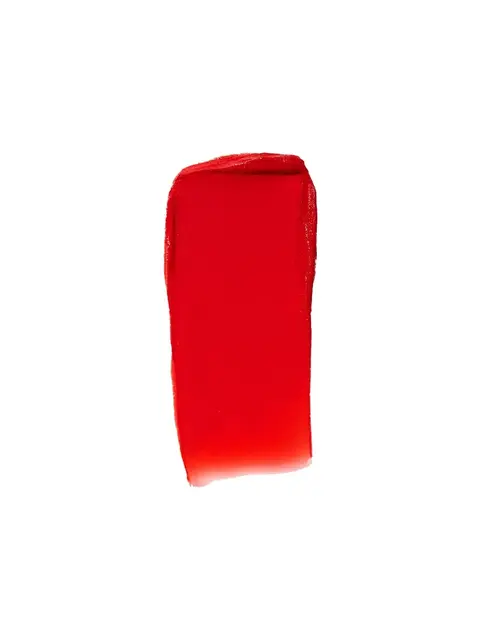 Red lipstick smear on a white background.