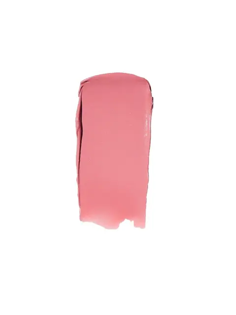 Pink lipstick smear on white background.