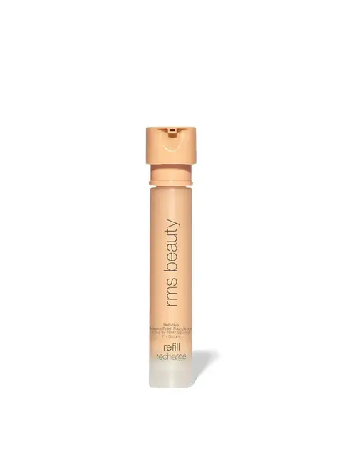 RMS Beauty foundation refill tube with beige cap on white background.