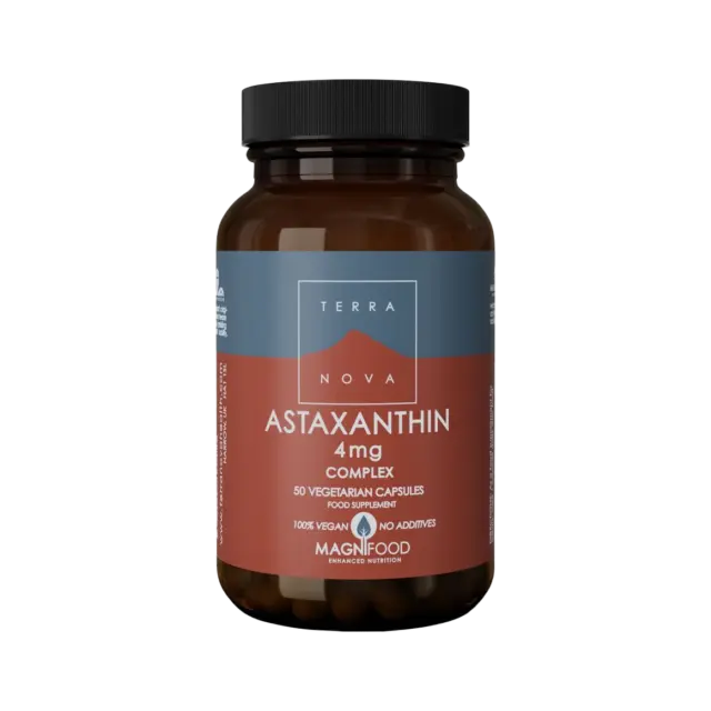 Terranova Astaxanthin 4mg Complex, 50 vegan capsules, no additives.