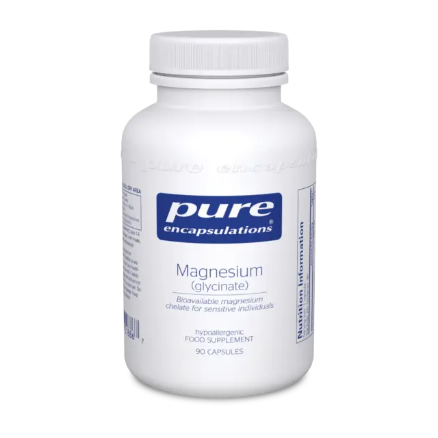 Pure Encapsulations Magnesium Glycinate, 90 capsules, hypoallergenic food supplement.