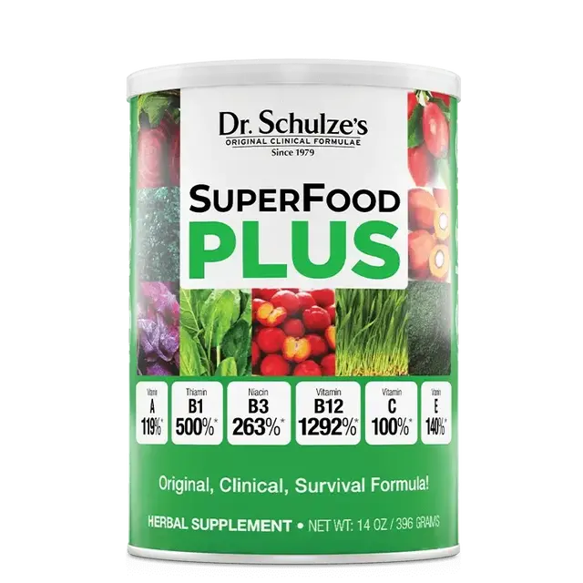 Dr. Schulze's SuperFood Plus herbal supplement, 14 oz can.