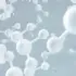 White molecular structure on a light blue background.
