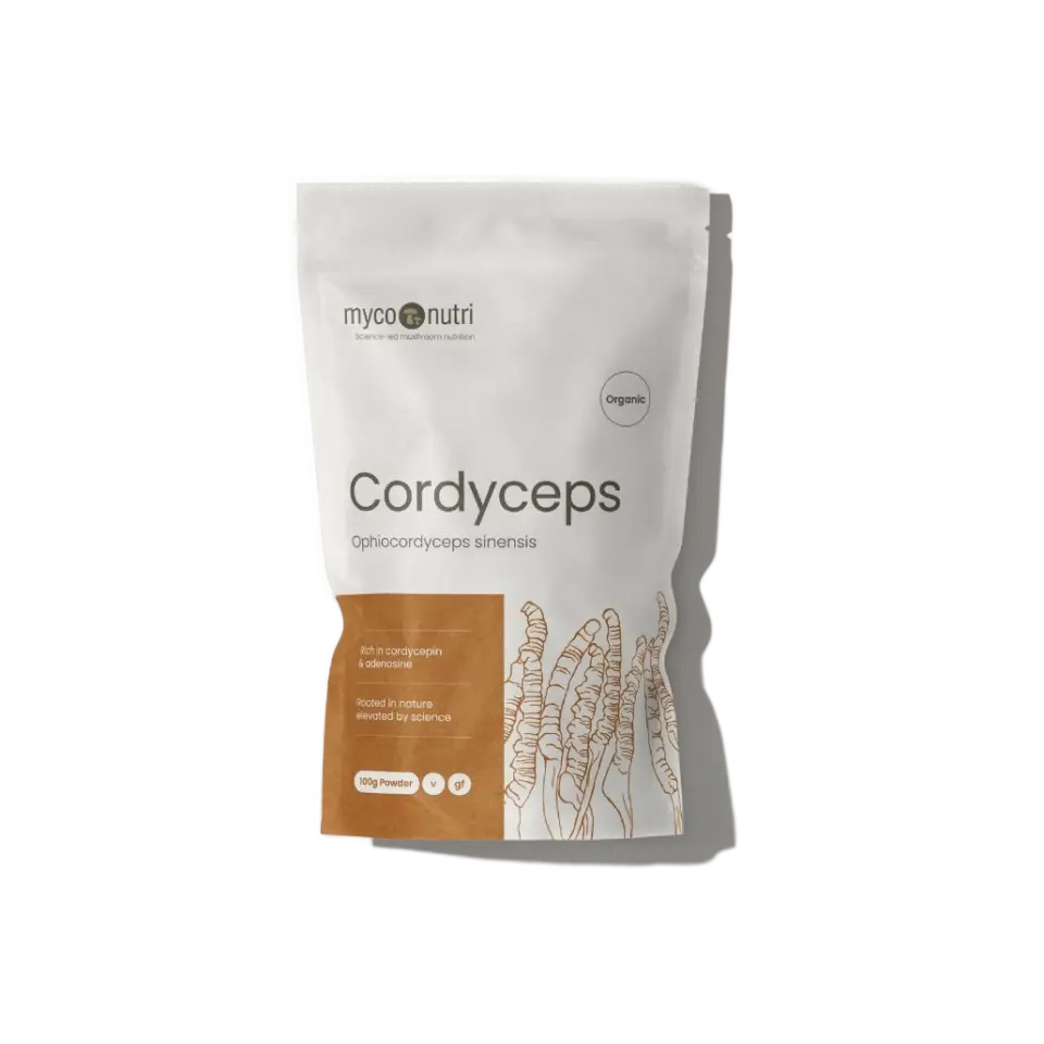 Cordyceps supplement pouch, 100g, organic, by MycoNutri.