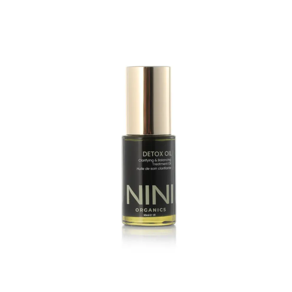 NINI Organics Detox Oil bottle with gold cap, 30ml.