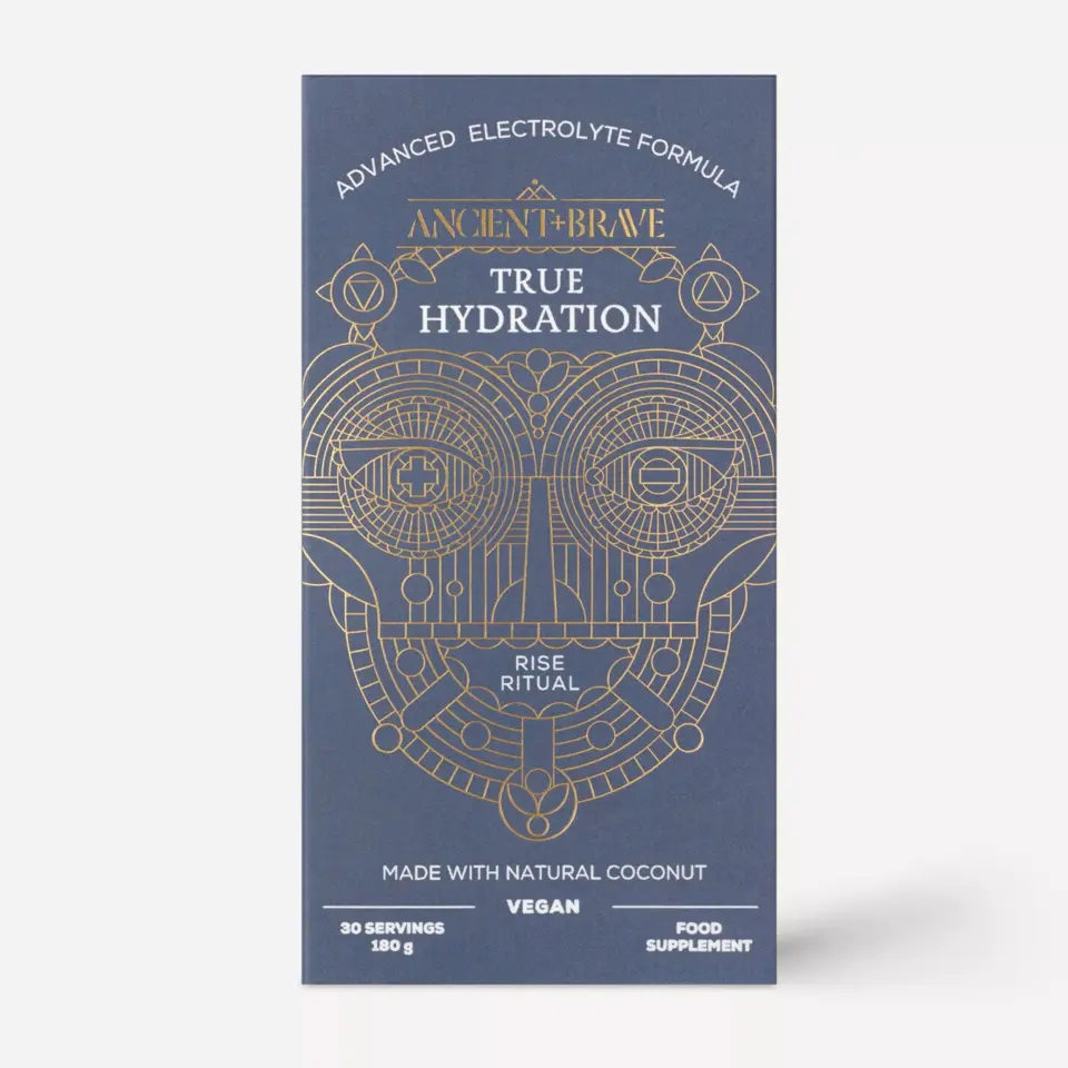 Ancient + Brave True Hydration, advanced electrolyte formula, vegan, 30 servings, 180g.