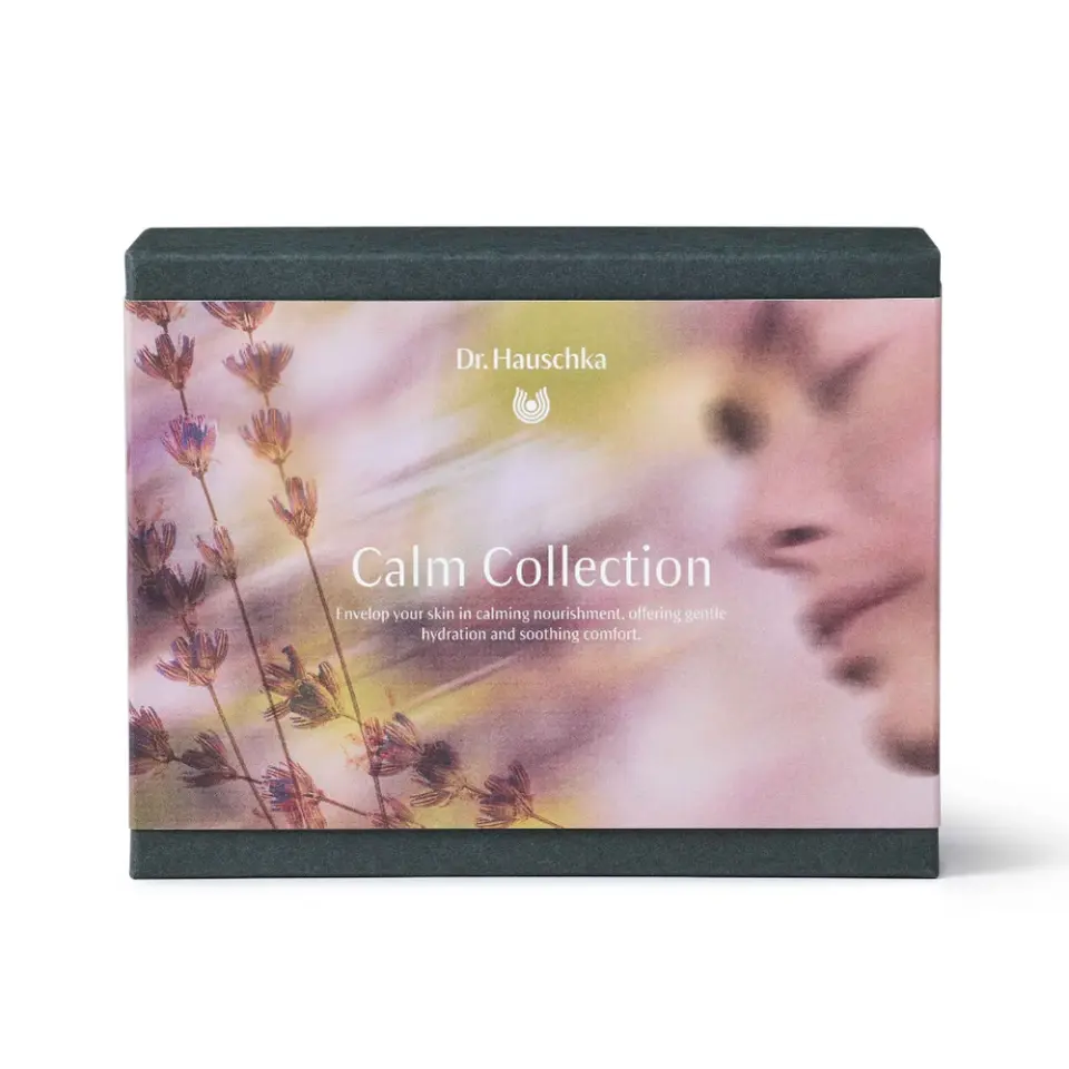 Dr. Hauschka Calm Collection box with lavender and blurred face design.