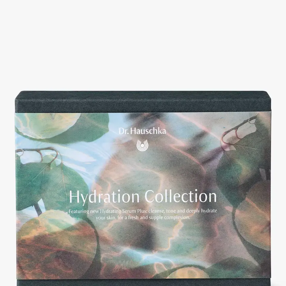 Dr. Hauschka Hydration Collection box with abstract leaf design.