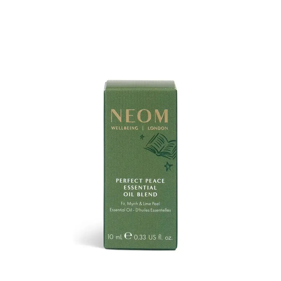 Green box of NEOM Perfect Peace Essential Oil Blend, 10 ml.