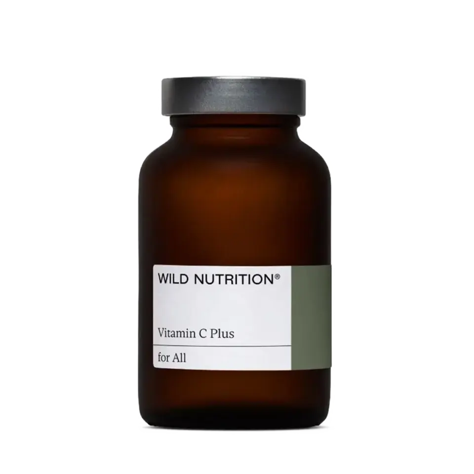 Brown bottle labelled "Wild Nutrition Vitamin C Plus for All".