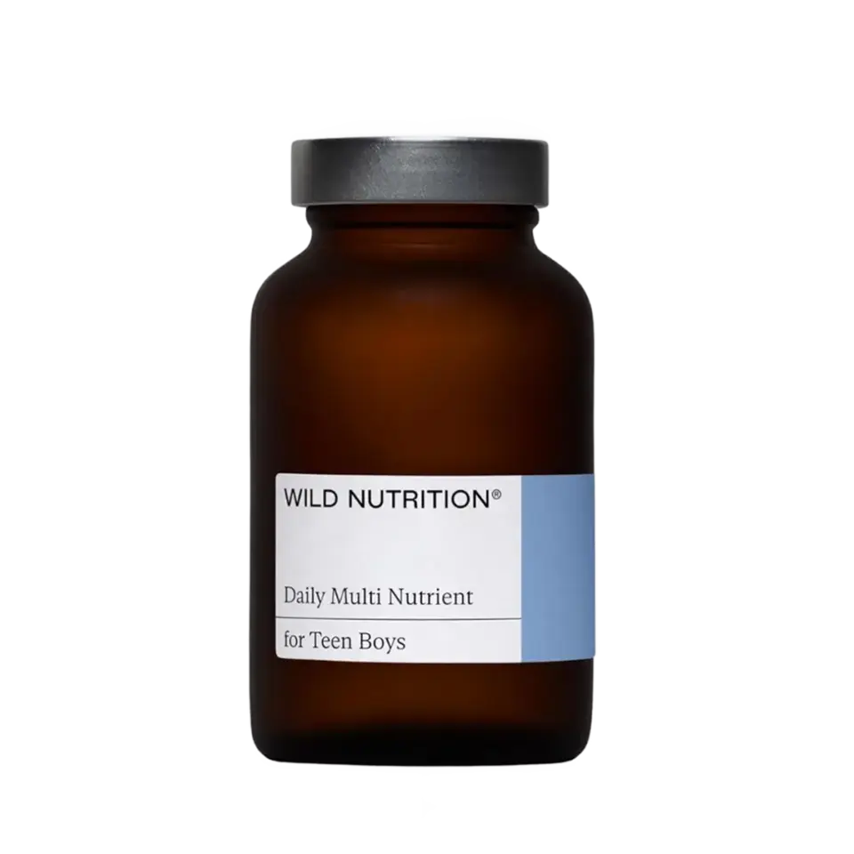 Brown bottle labelled "Wild Nutrition Daily Multi Nutrient for Teen Boys".