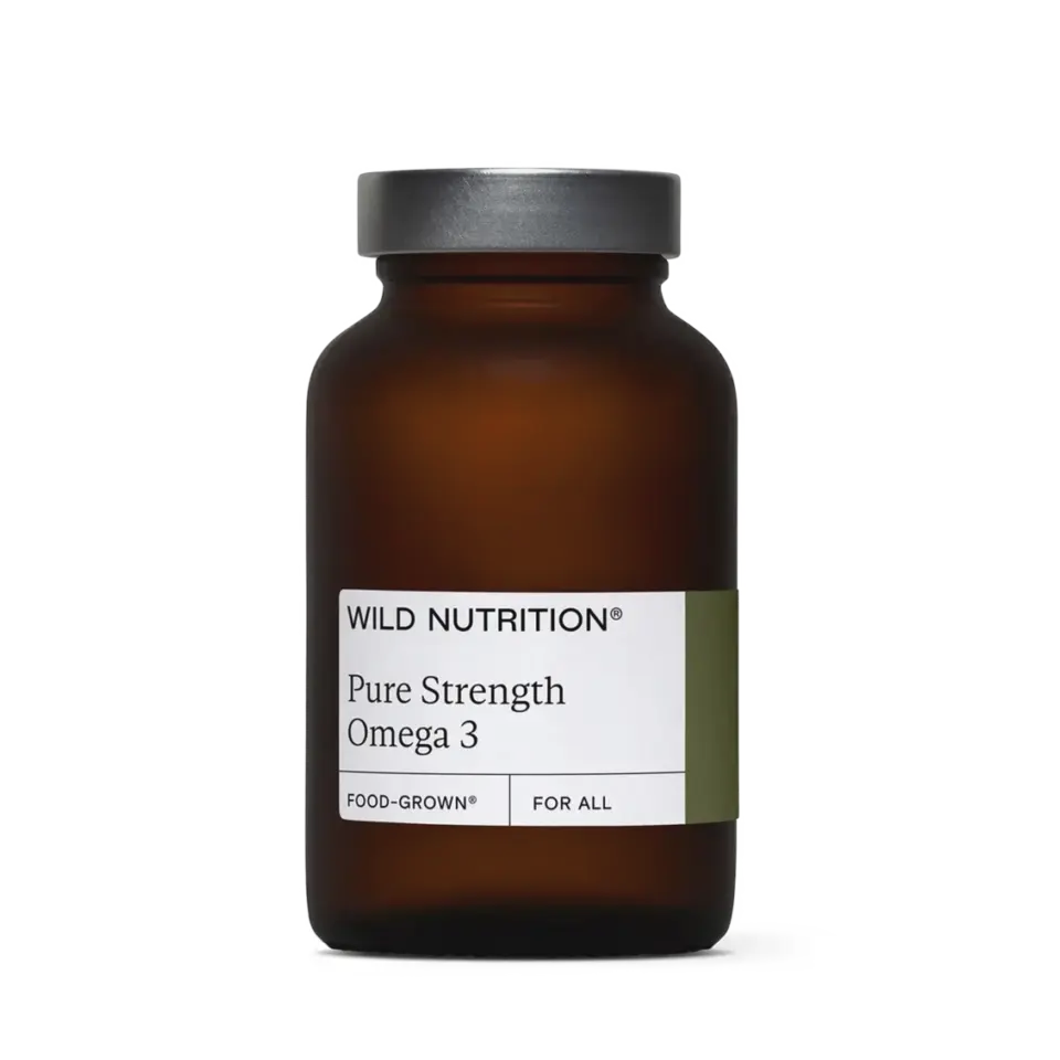 Brown bottle labelled "Wild Nutrition Pure Strength Omega 3".