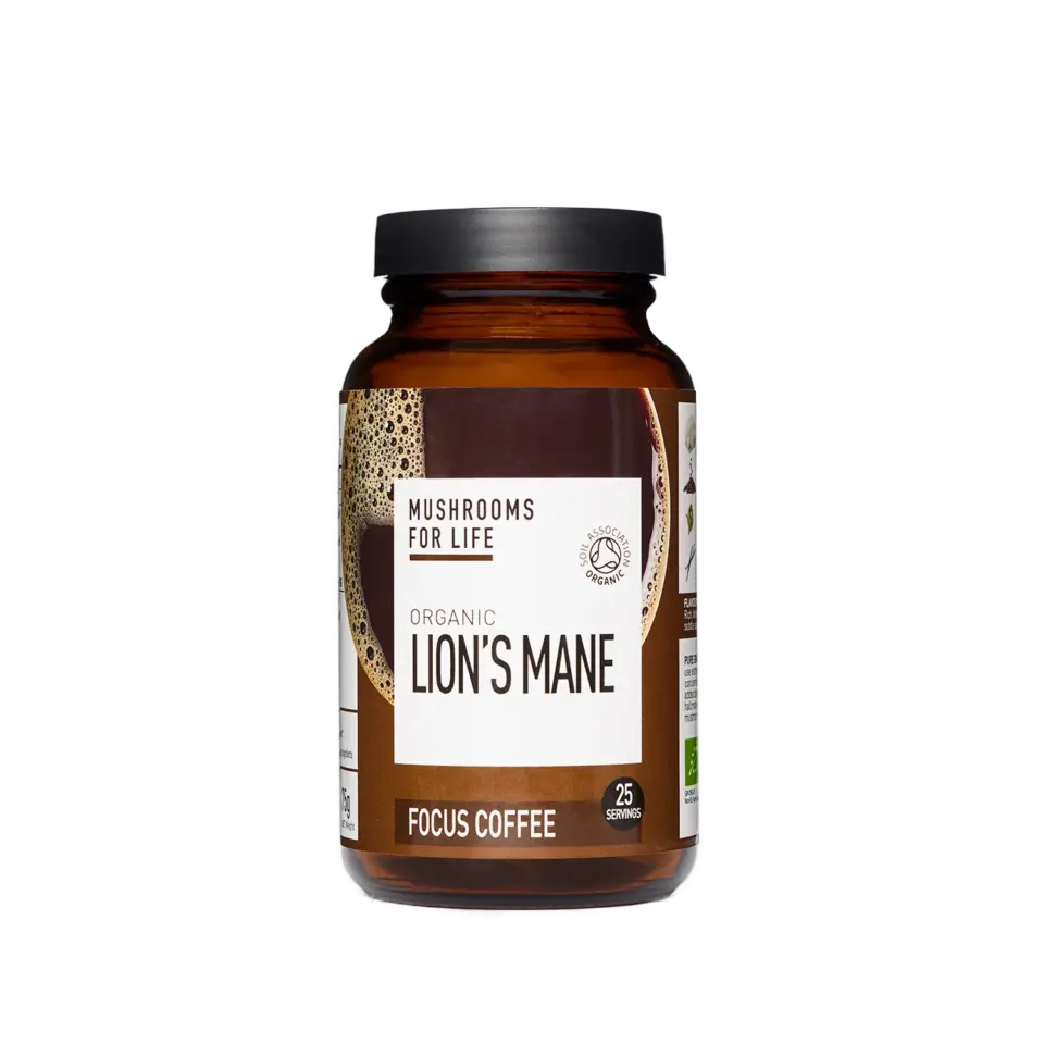 Mushrooms for Life Organic Lion's Mane Focus Coffee, 25 servings jar.