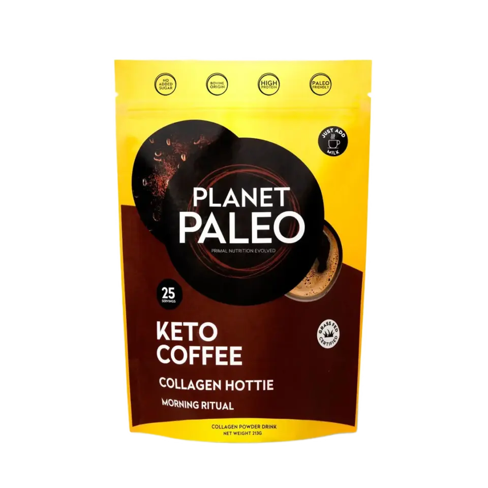 Planet Paleo Keto Coffee, Collagen Hottie, 25 servings, high protein, just add milk.