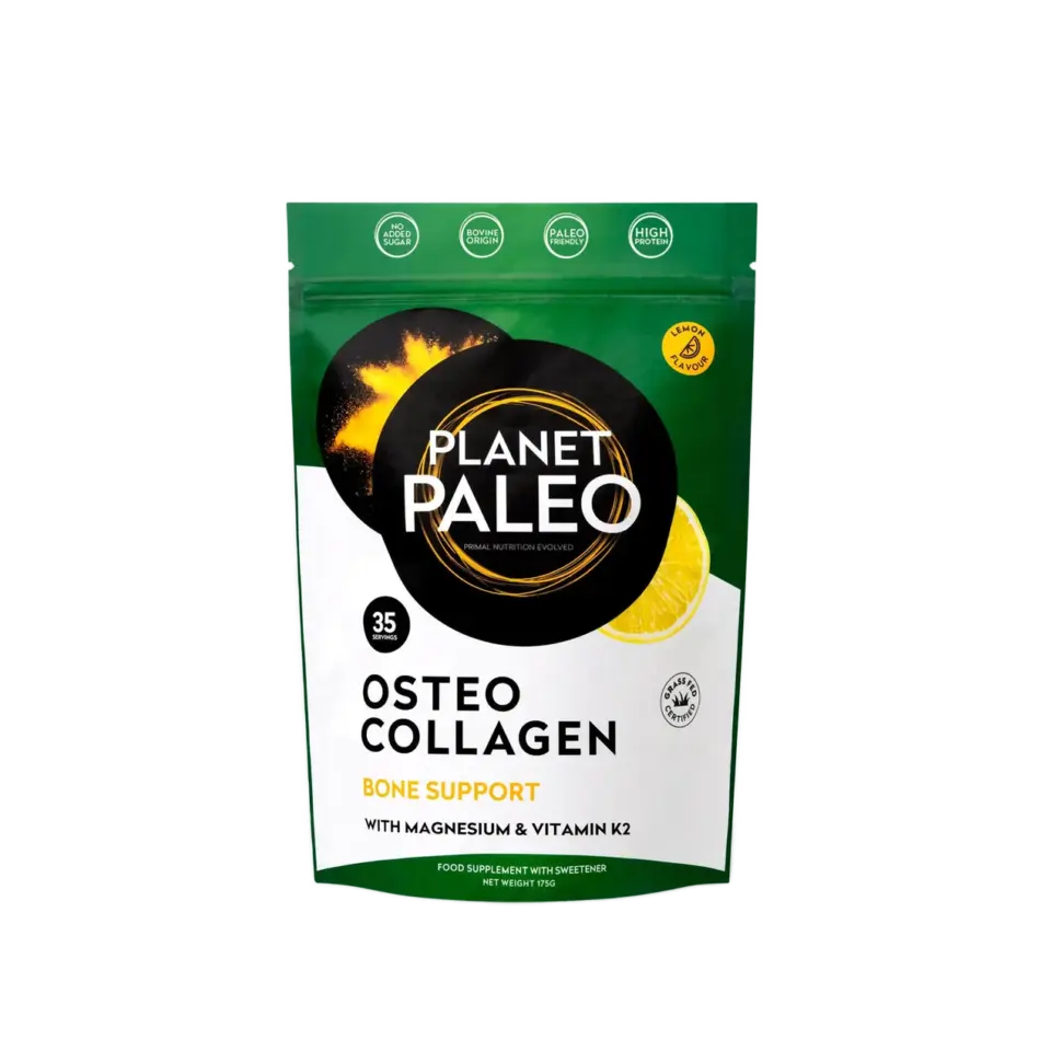 Planet Paleo Osteo Collagen, lemon flavour, 35 servings, bone support with magnesium and vitamin K2.