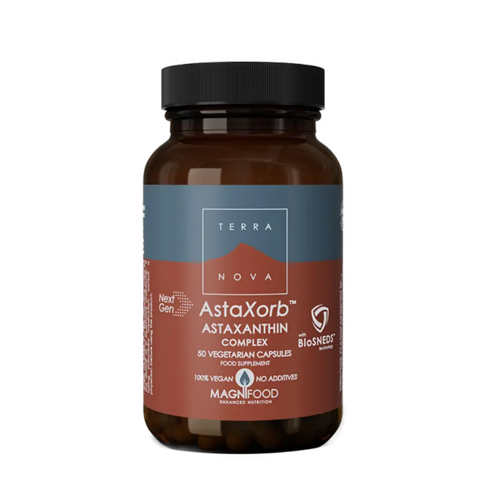 Terranova AstaXorb Astaxanthin Complex, 50 vegetarian capsules, vegan, no additives.