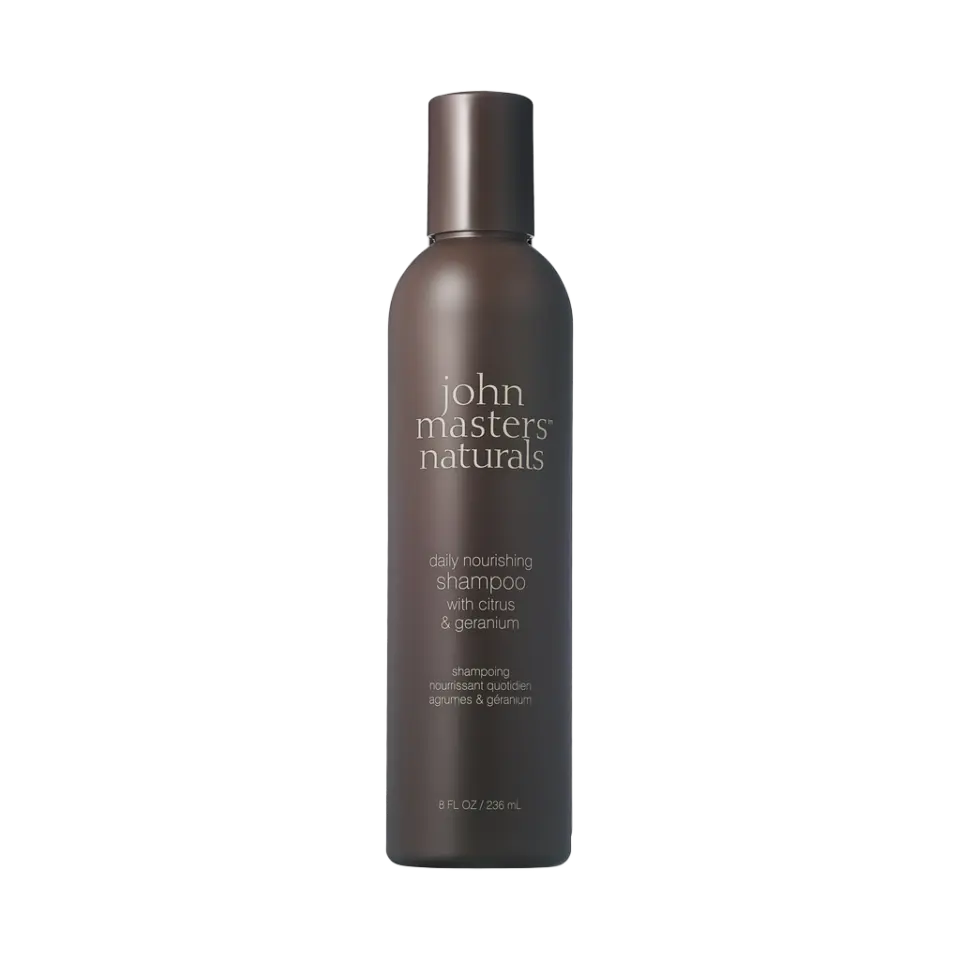 John Masters Naturals daily nourishing shampoo, citrus and geranium, 236 mL bottle.