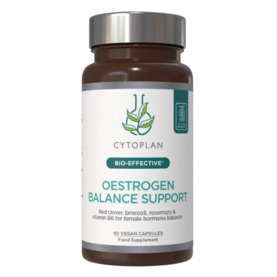 Cytoplan Oestrogen Balance Support, 60 vegan capsules, food supplement.