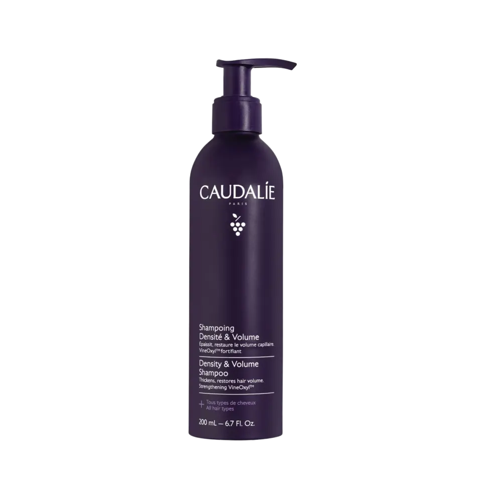 Caudalie Density & Volume Shampoo, 200 ml bottle with pump dispenser.