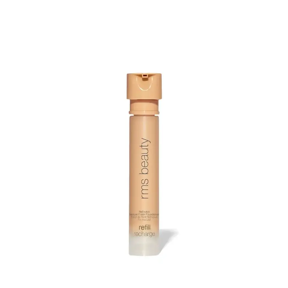 RMS Beauty foundation refill tube with beige cap on white background.