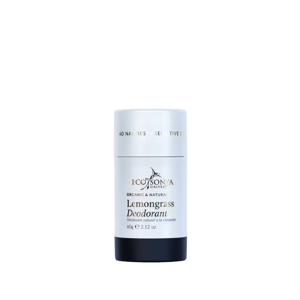 Eco by Sonya Lemongrass Deodorant, 60g, white and black container.