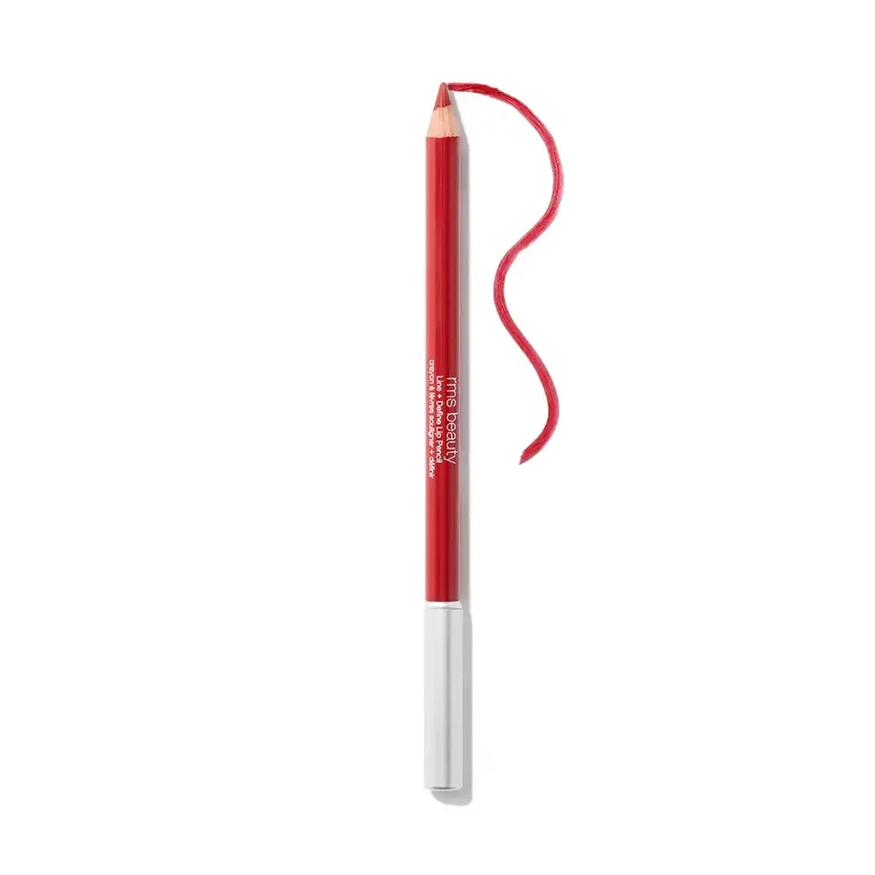 Red lip liner pencil with white cap and visible brand text.