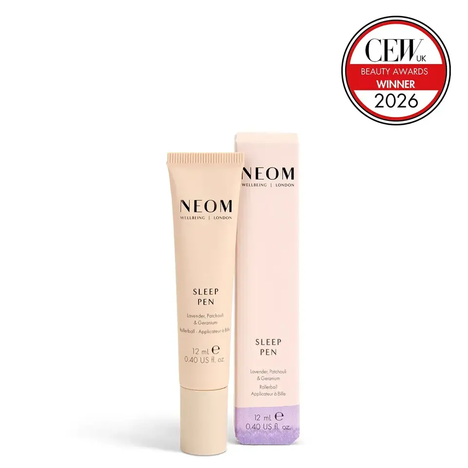 NEOM Sleep Pen with packaging, 12ml, CEW UK Beauty Awards Winner 2026 badge.