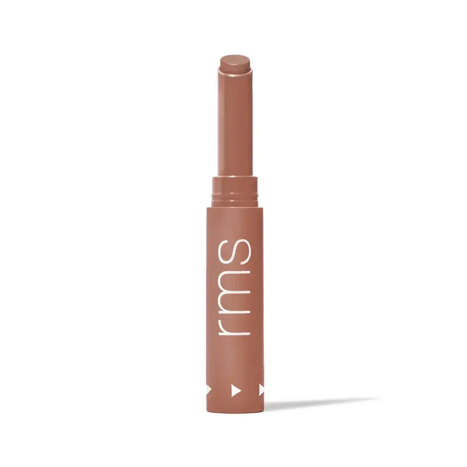 Brown lipstick tube with "rms" text on side.